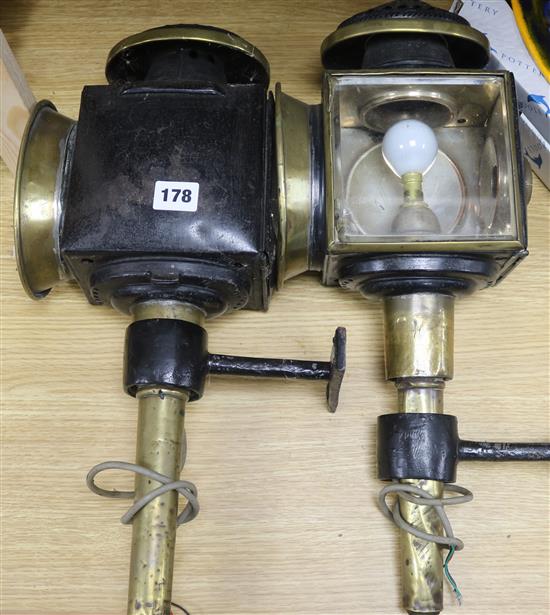 A pair of Victorian coach lamps